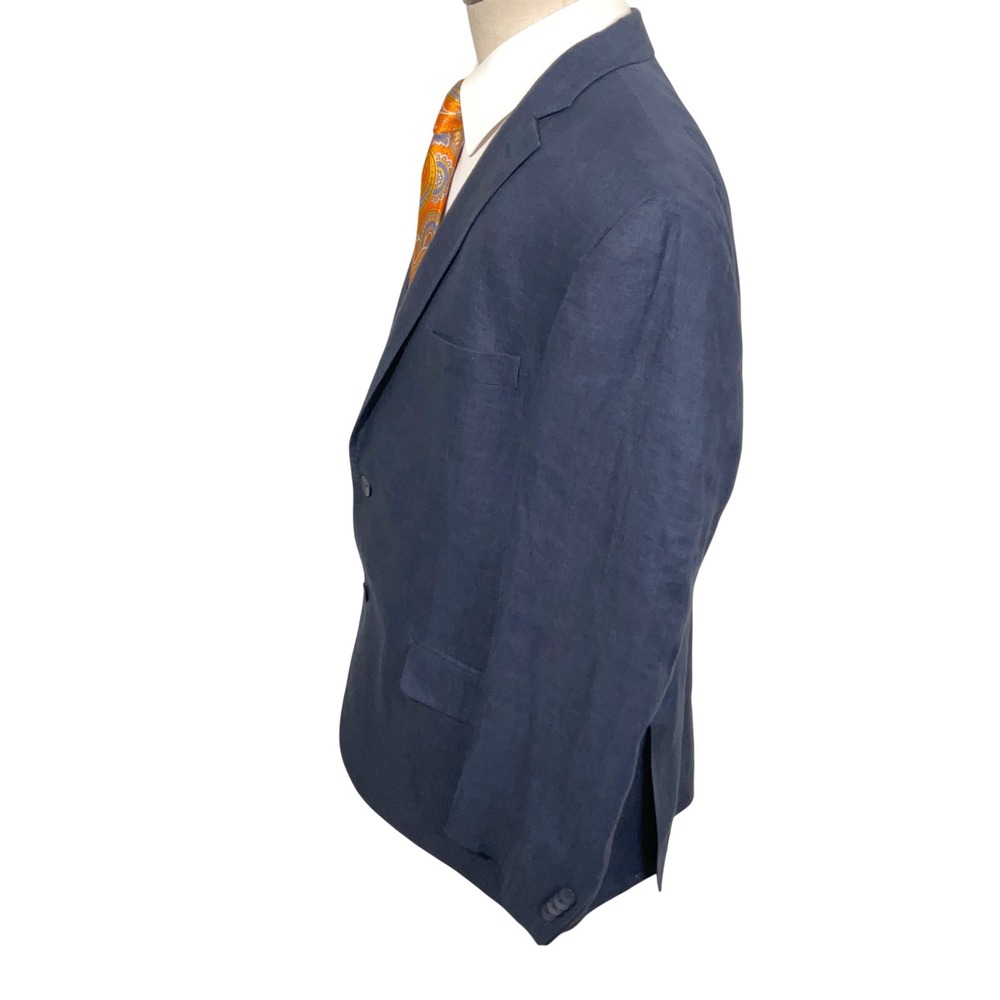 Michael Kors Blazer Mens 44S Navy Blue Executive Classic Lightweight Linen - Picture 3 of 12